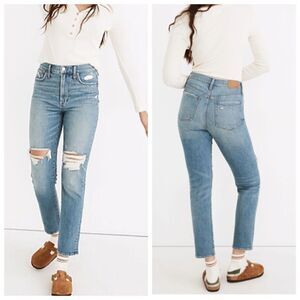 Madewell Perfect Vintage Jeans Women’s 26 Petite Blue Distressed High Rise Cropp